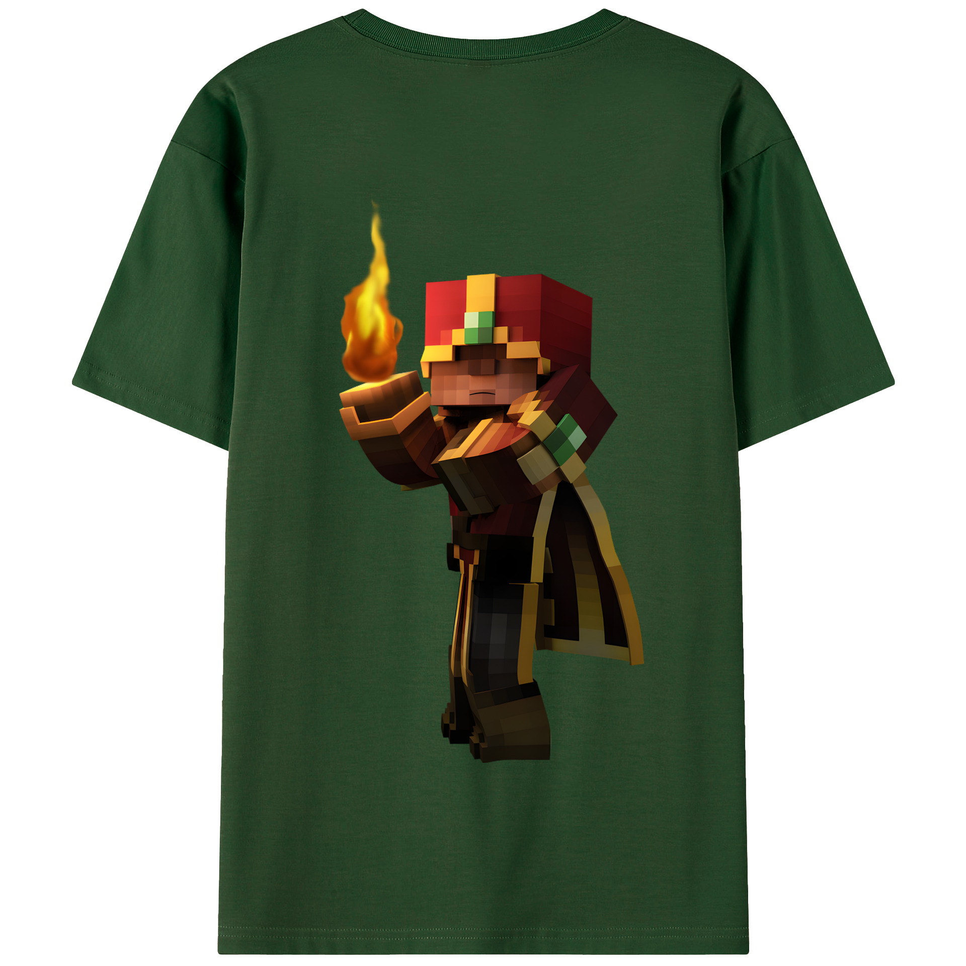 （画像用） マインクラフト ブロックの世界 Minecraft MC Block world 綿100％半袖Tシャツ（背面プリント）